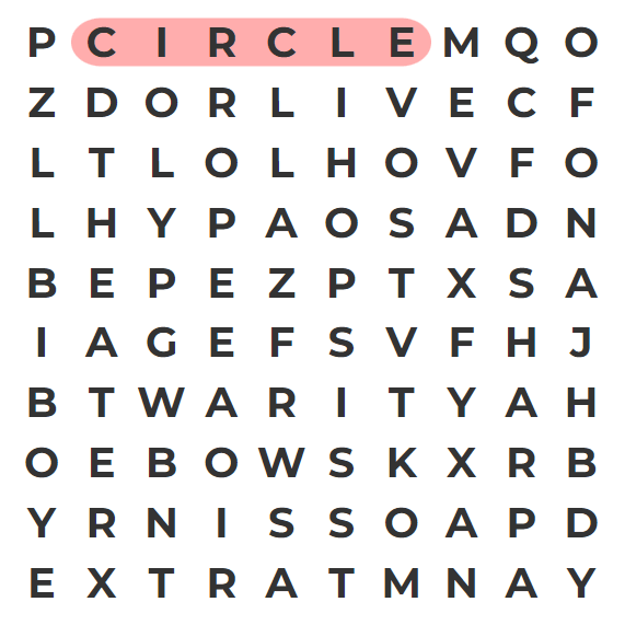 Step 1: Find the first word in the puzzle grid